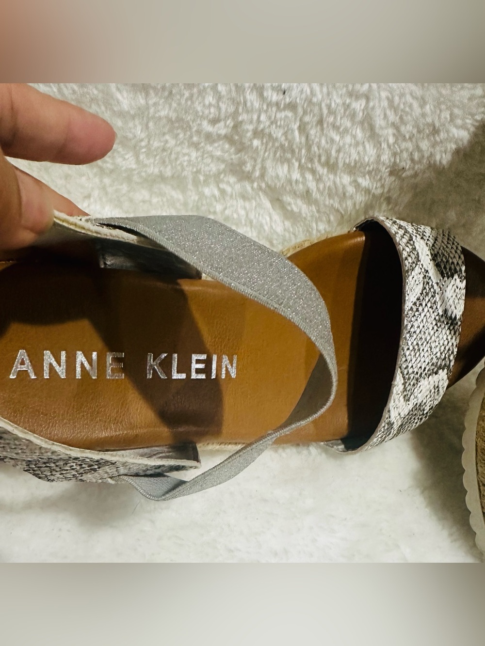 Ann Klein Snakeskin Print Espadrille Wedge Sandals | Elastic Slingback - Picture 5 of 9